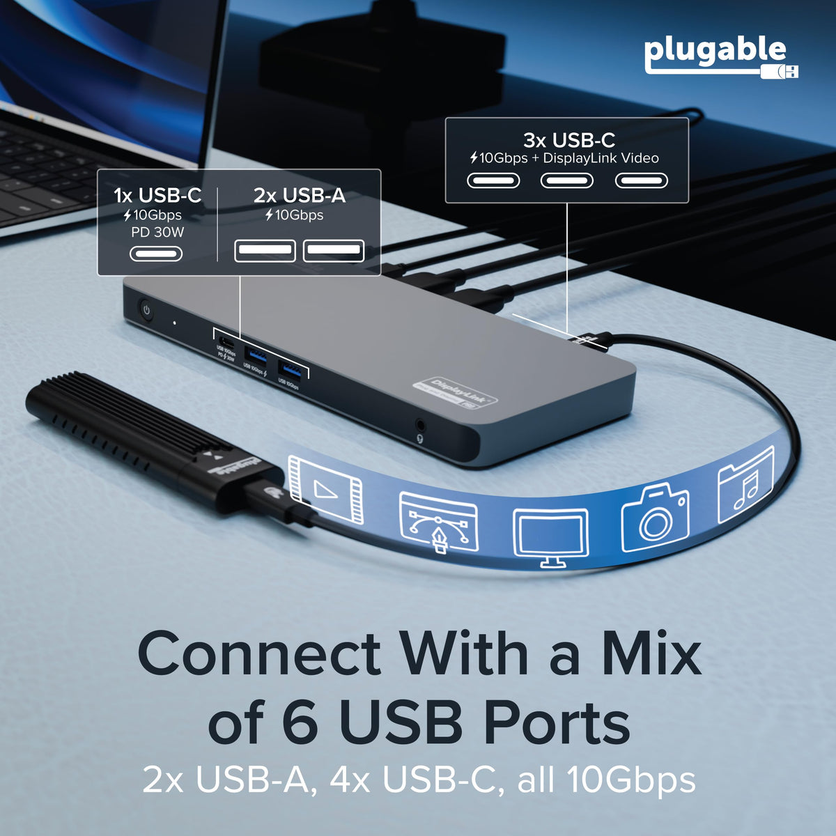 Plugable UD-7400PD 2.5Gbps Ethernet connection for fast network access