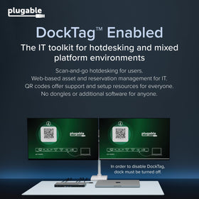 Plugable UD-7400PD on screen display shows status and quick setup guidance