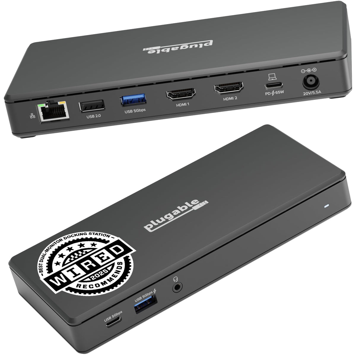 Plugable UD-MSTH2 dock with dual 4K 60Hz HDMI outputs for multitasking