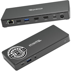 Plugable UD-MSTH2 dock with dual 4K 60Hz HDMI outputs for multitasking