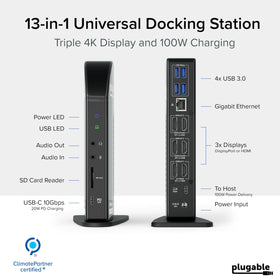 Plugable UD-ULTC4K triple monitor setup enabling multitasking