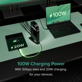 Plugable UD-ULTCDL 20W USB-C port charges phones and accessories.
