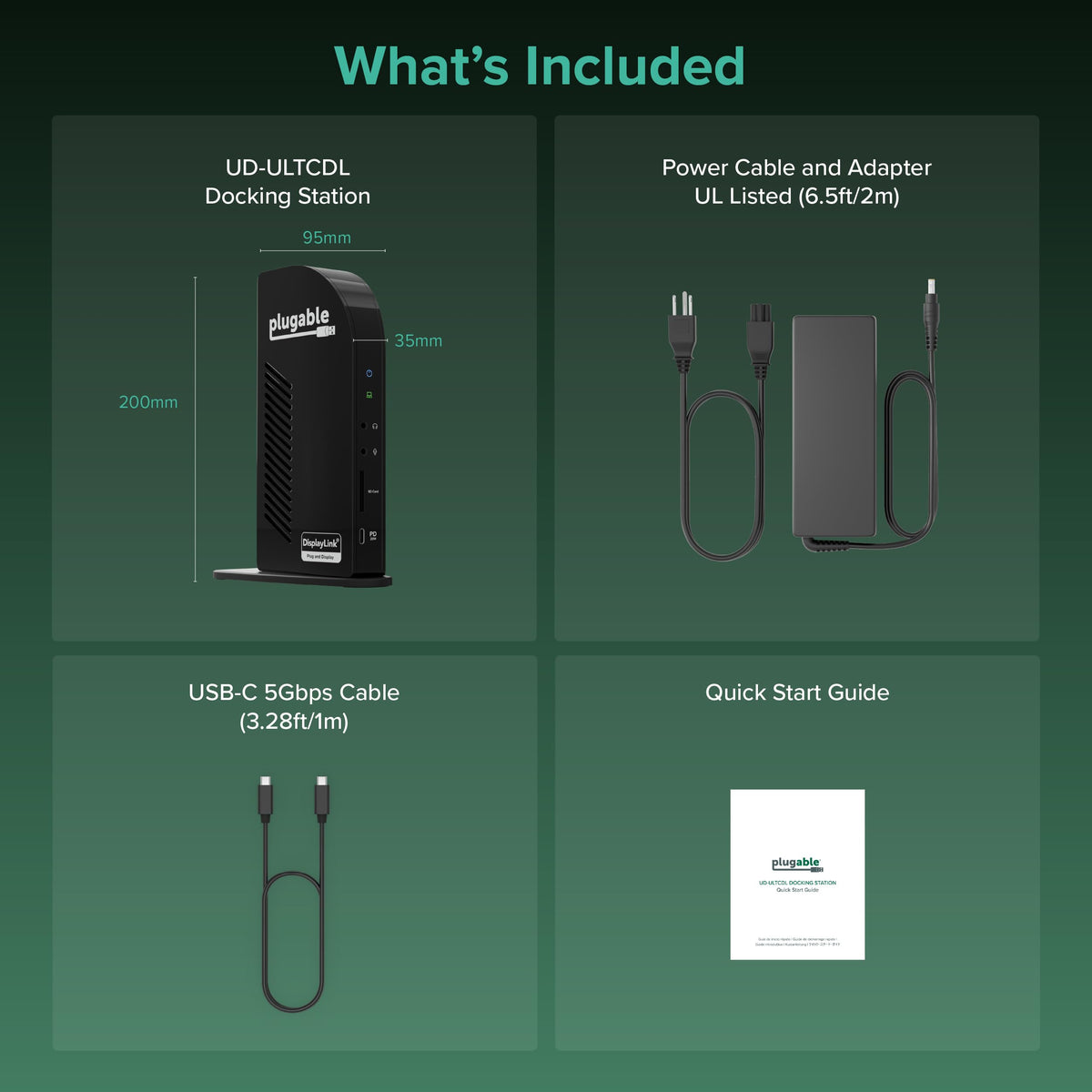 Plugable UD-ULTCDL versatile dock for flexible desk layouts.