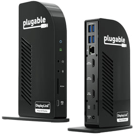 Plugable UD-ULTCDL front view for an expanded desk setup.