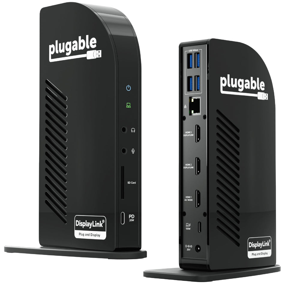 Plugable UD-ULTCDL front view for an expanded desk setup.