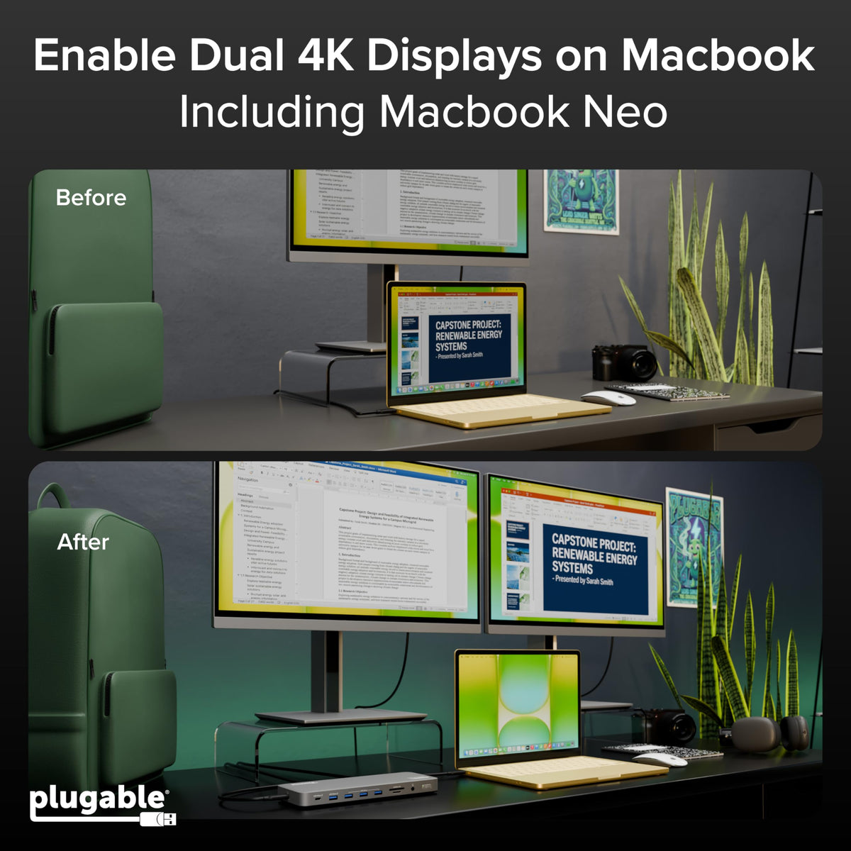Plugable UD-6950PDH front ports provide quick access for charging and data transfer
