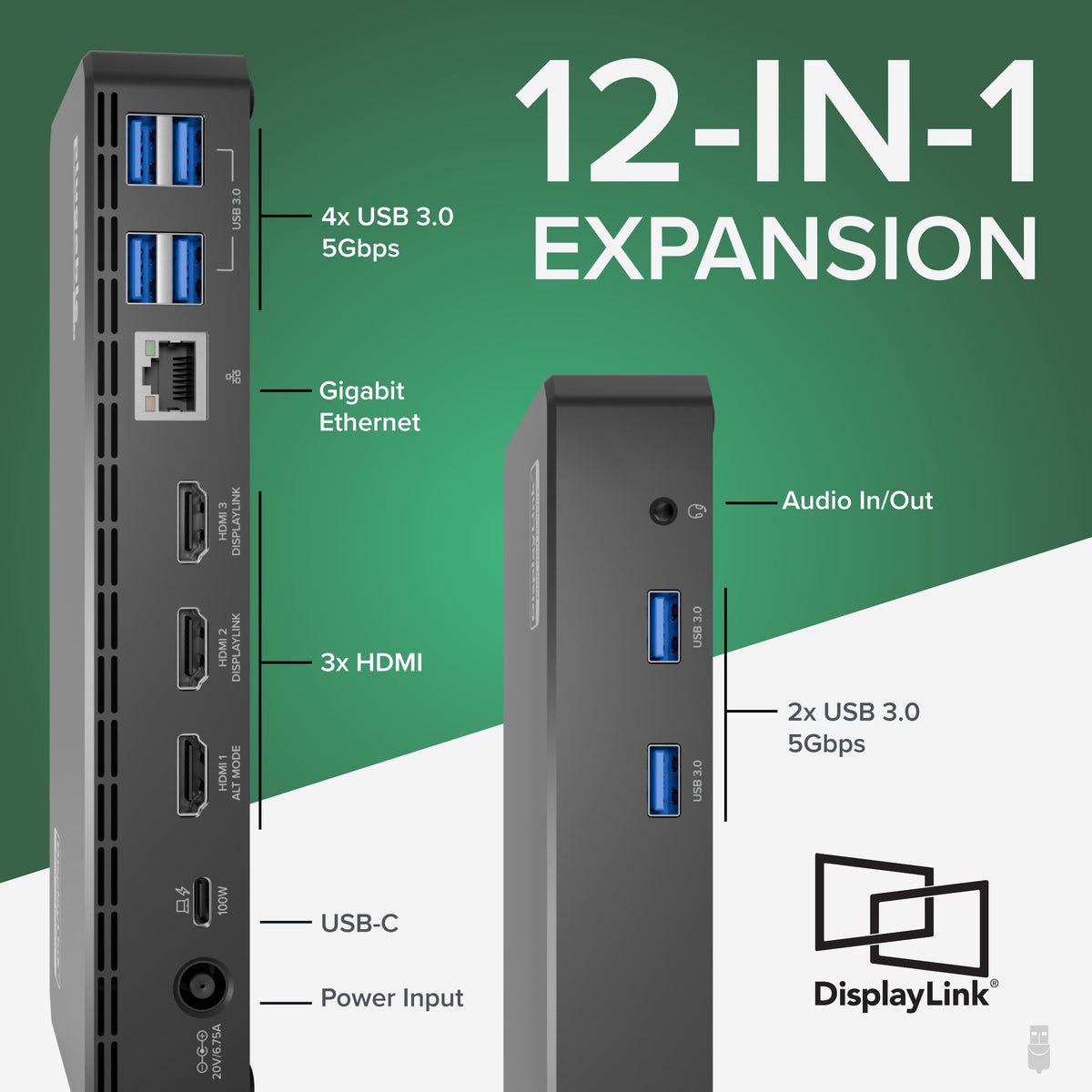 Plugable USB-C triple display dock with 4K HDMI output for sharp visuals