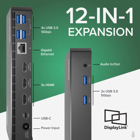 Plugable USB-C triple display dock with 4K HDMI output for sharp visuals
