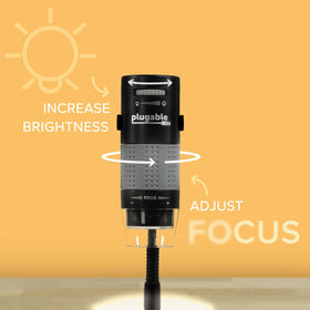 Plugable microscope works with laptop or tablet for on-the-go exams