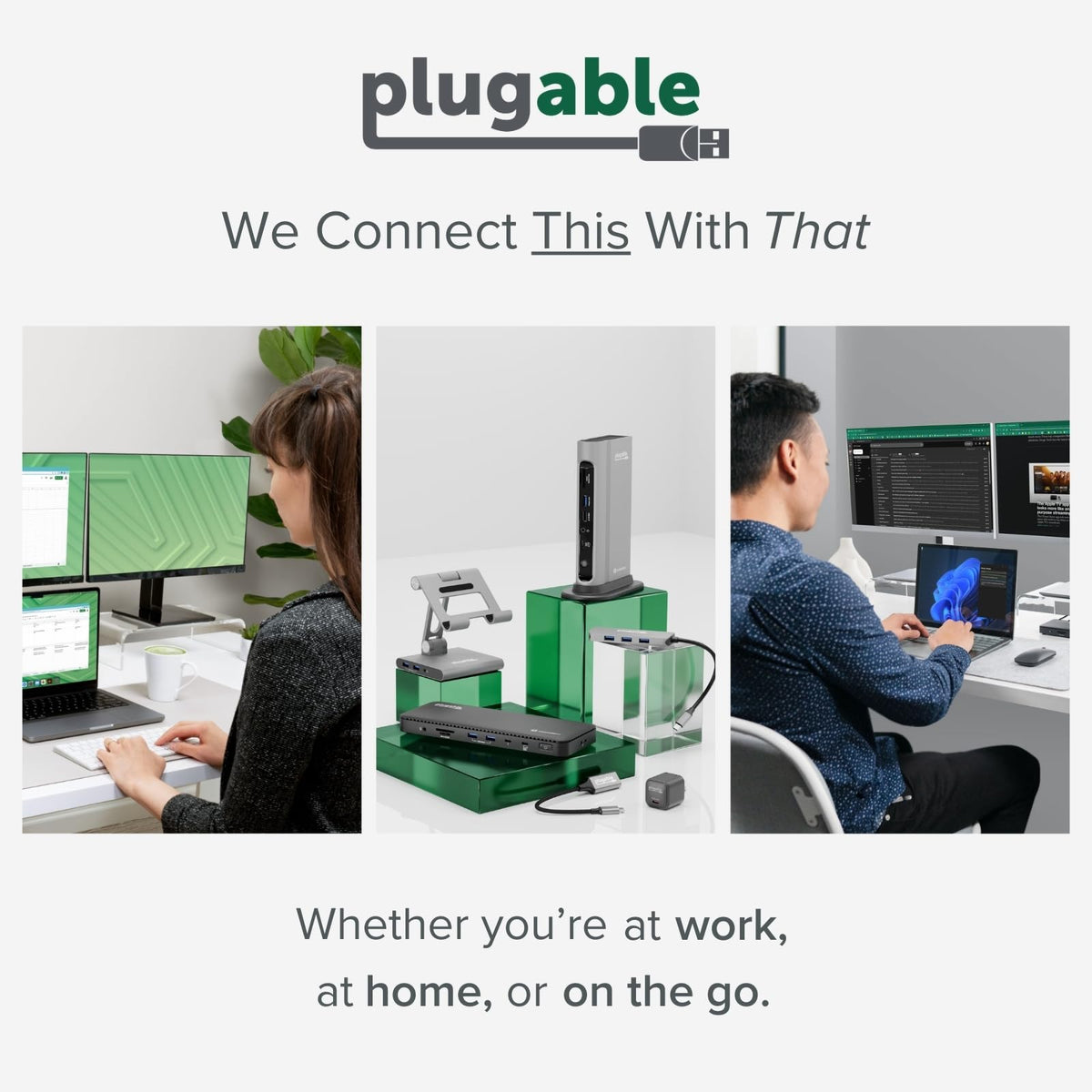 Plugable kit includes accessories and ready-to-use setup in packaging