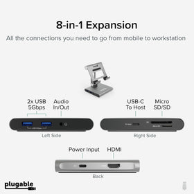 Plugable USB-C hub with two USB 3.0 ports for fast peripherals