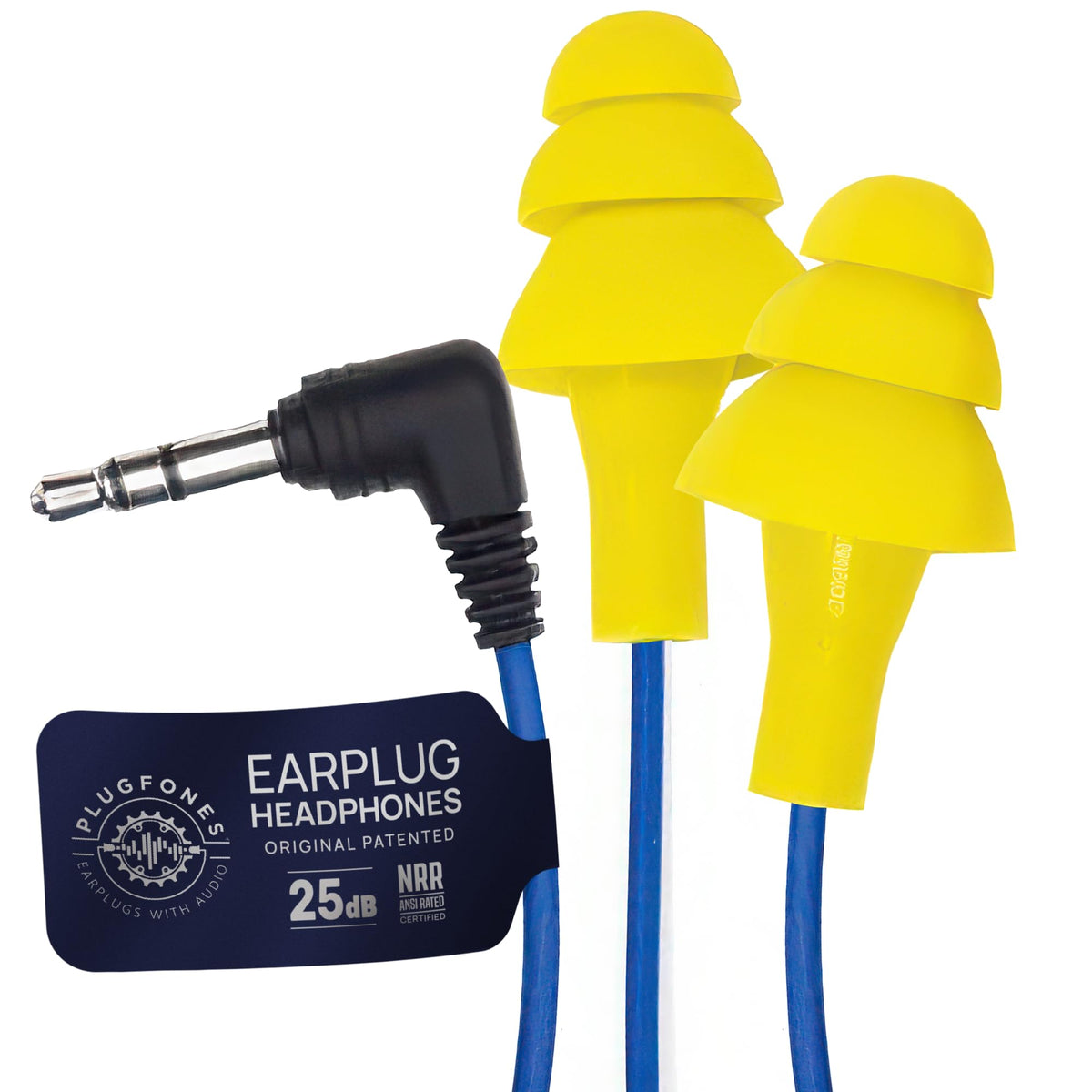 Plugfones Basic earplug headphones with dual function for hearing protection and music.