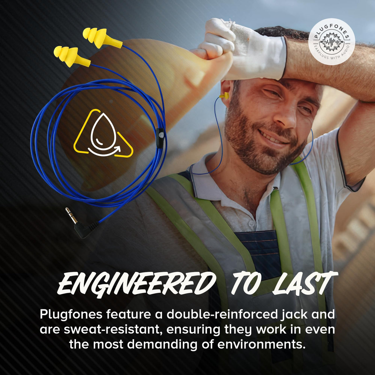 Plugfones Basic yellow design enhances visibility in active work settings.
