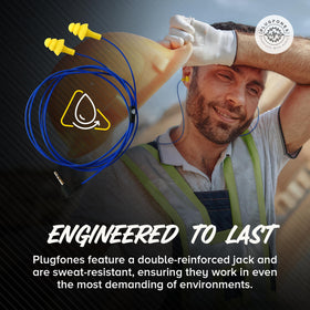 Plugfones Basic yellow design enhances visibility in active work settings.