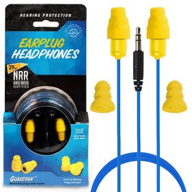 Plugfones Guardian Earplug Headphones with noise reduction for noisy work environments.