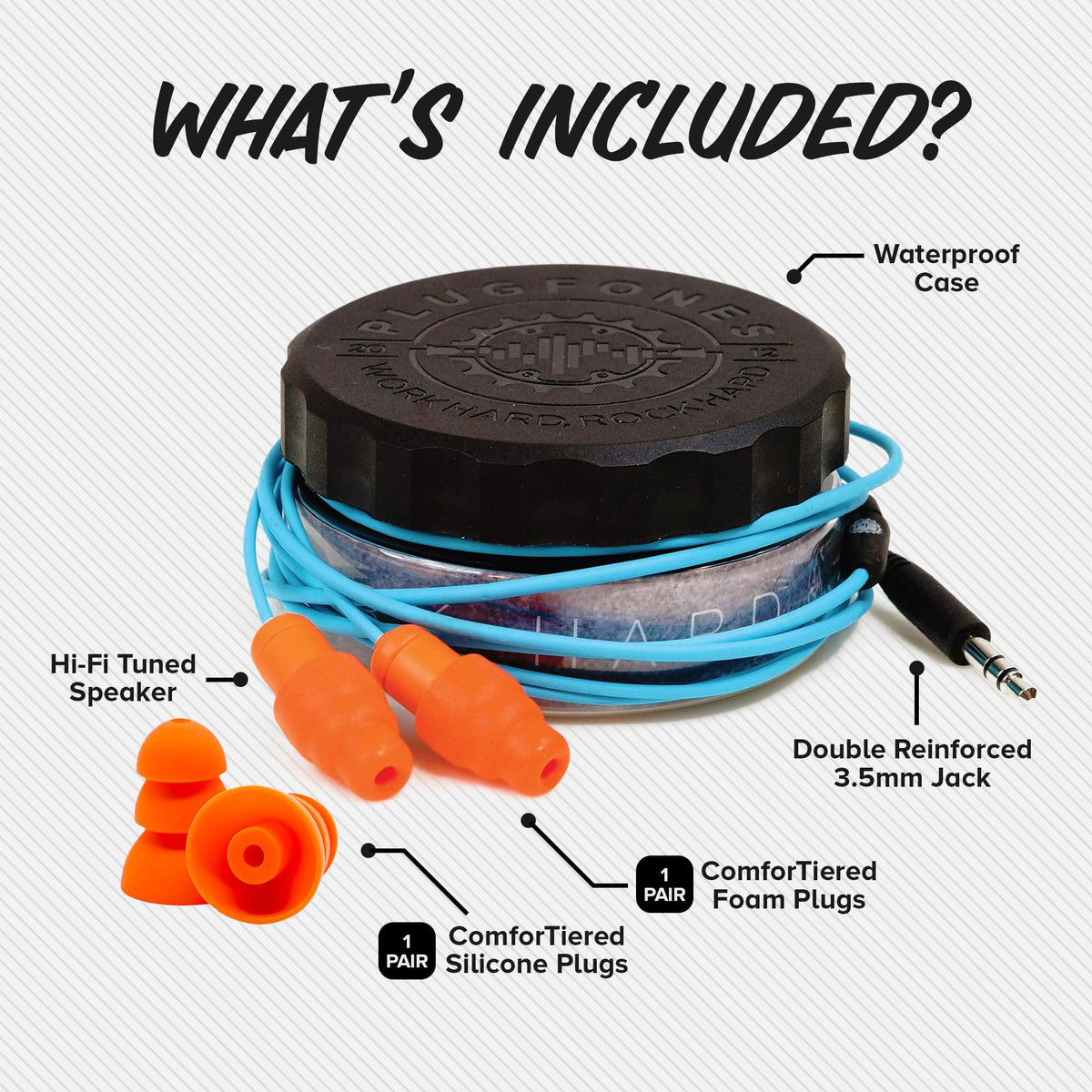 Plugfones Guardian earplug headphones travel case included for on-the-go listening