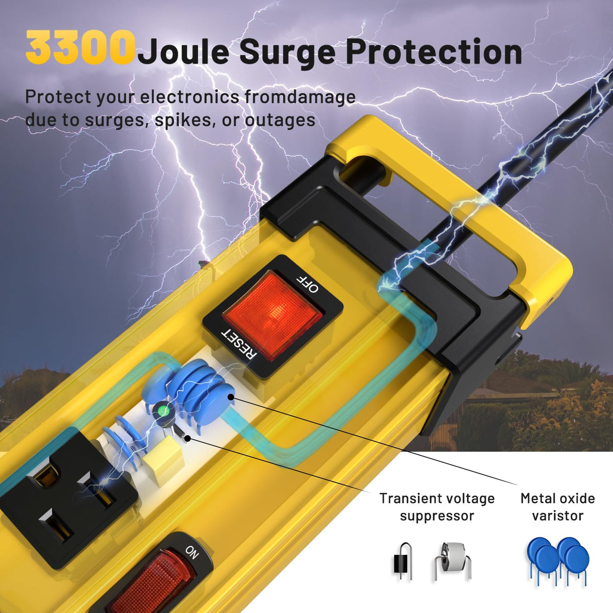 Plug'n surge protector with cord manager demonstrating organized power distribution.