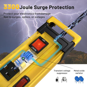 Plug'n surge protector with cord manager demonstrating organized power distribution.