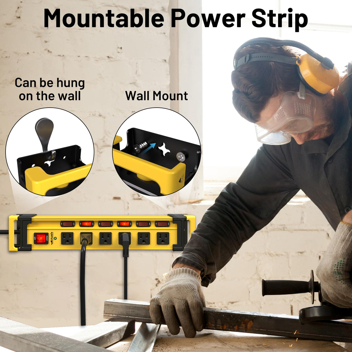 Plug'n 14AWG 6ft cord provides reliable reach for tools and devices.