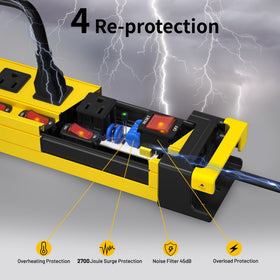 Plug'n cable manager with 9ft cord keeping cords tidy and improving workspace safety