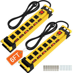 Plug'n power strip with six outlets and flat plug, ideal for tight spaces.