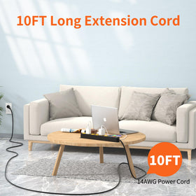 Plug'n power strip with durable metal housing boosts rugged durability for workshop and garage use.
