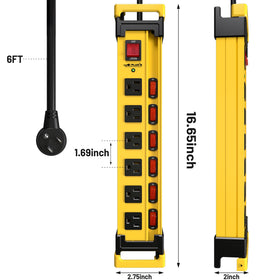 Plug'n six-outlet strip supports up to 1875W for multiple devices.