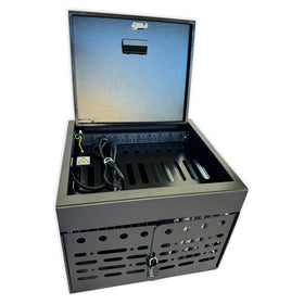Plugsharge 16-device cabinet wall-mount-ready option supports flexible classroom layouts.