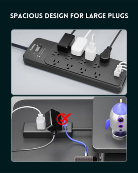 PLUGTUL full 15ft cord laid out demonstrating reach and flexible placement