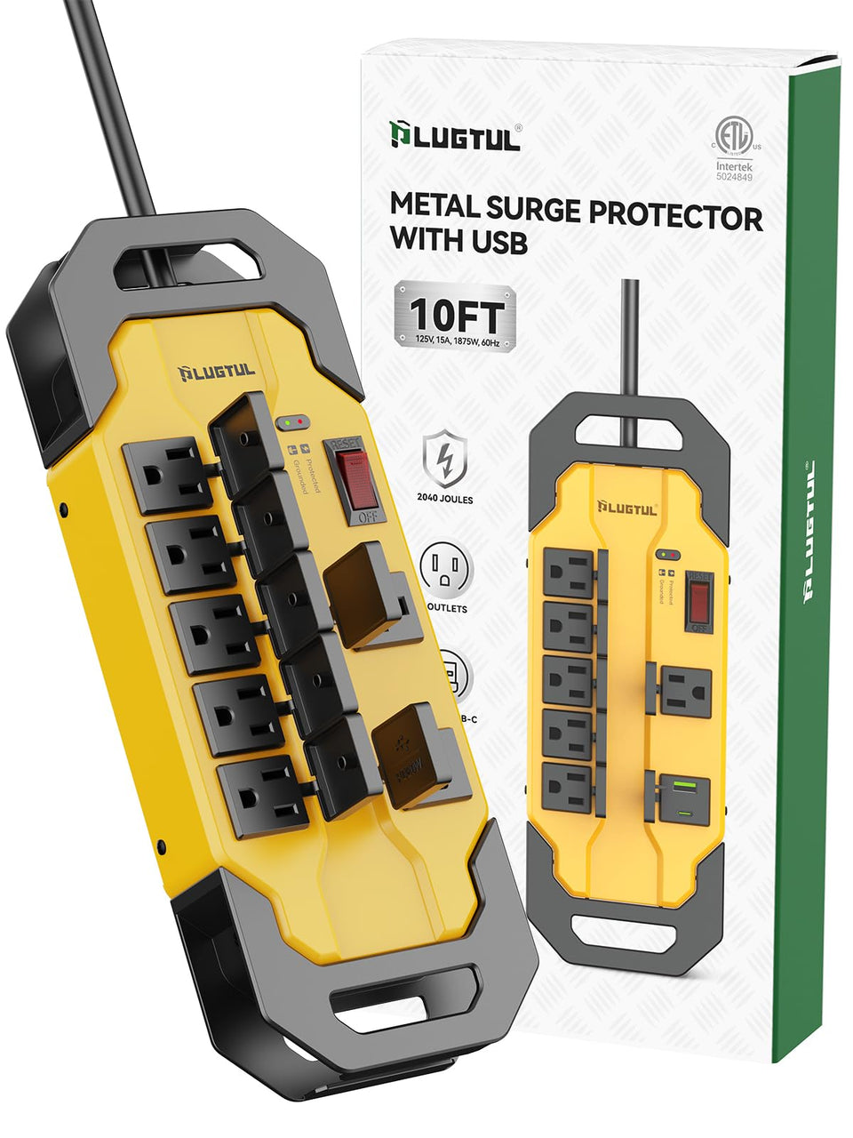 PLUGTUL heavy-duty surge protector with USB PD30W for fast charging and safe power delivery.