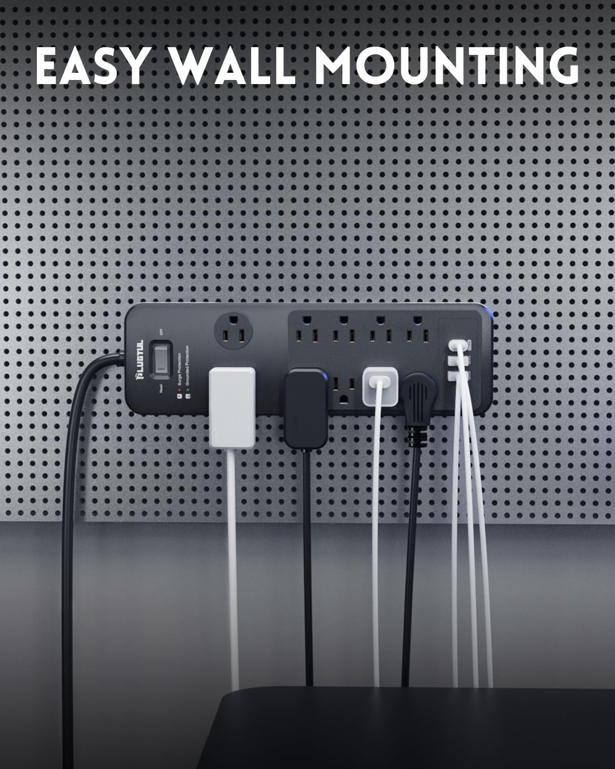 PLUGTUL surge protection and ETL labels highlighting certified safety