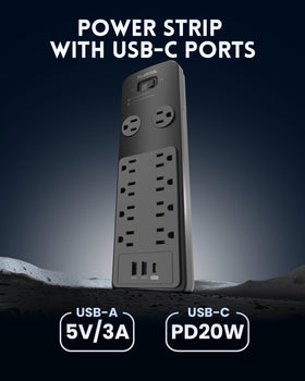 PLUGTUL USB-C PD20W and USB-A ports for faster device charging