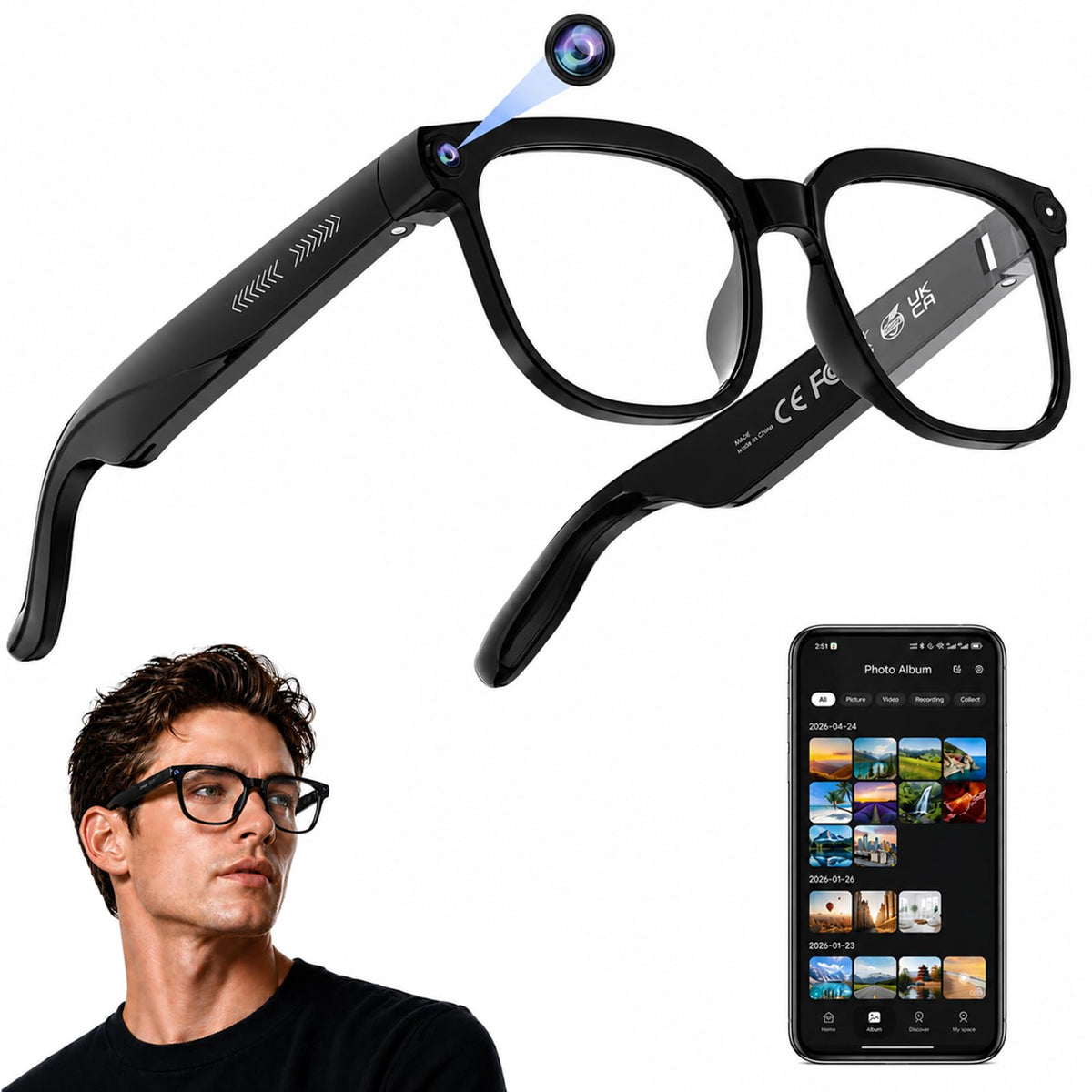 Plunthorn AI Smart Glasses 4K camera capture hands-free moments during travel and content creation.