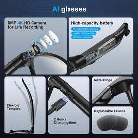 Plunthorn AI Smart Glasses with replaceable sunglasses lenses