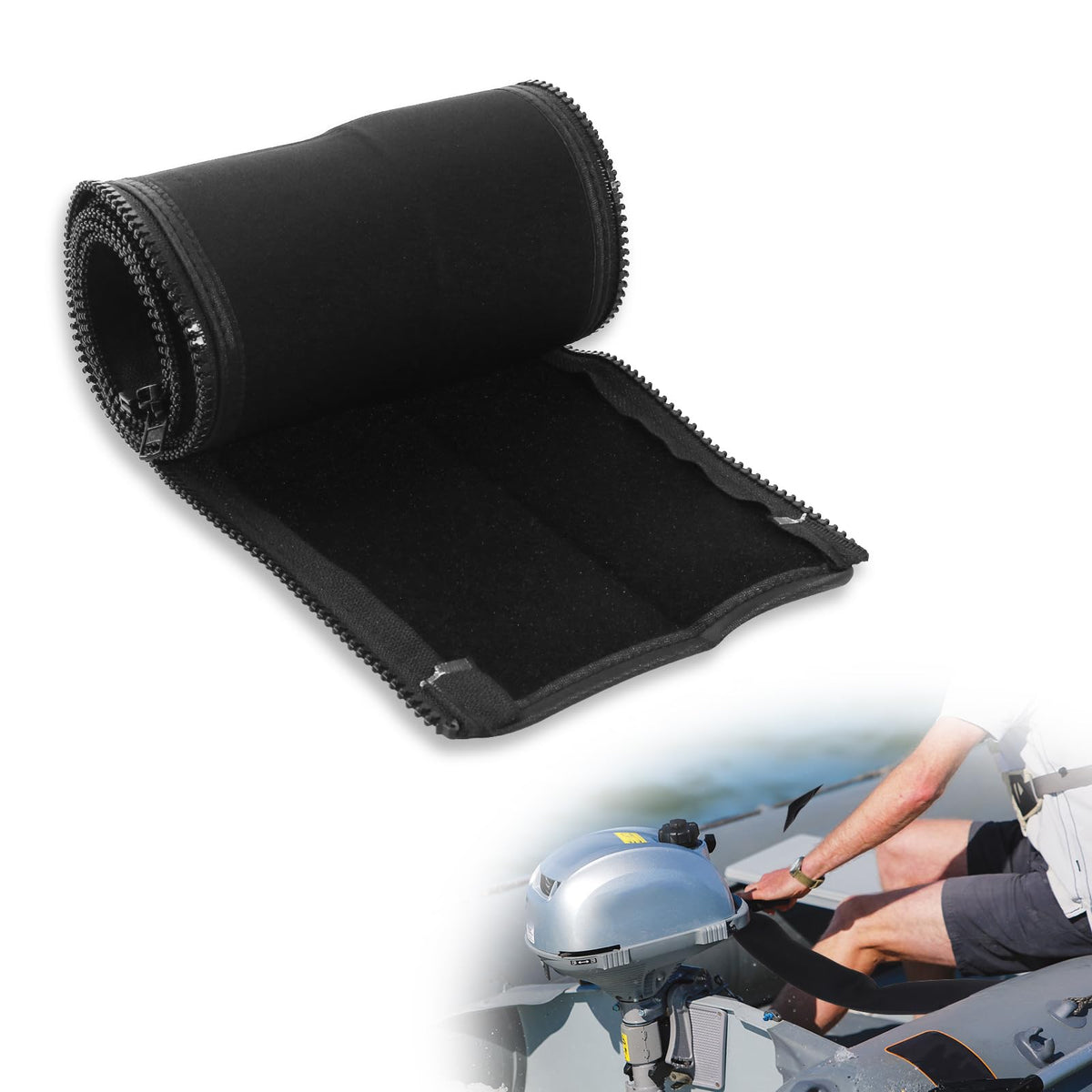 PLUSUTV angler on boat with sleeve installed for cleaner, safer bow