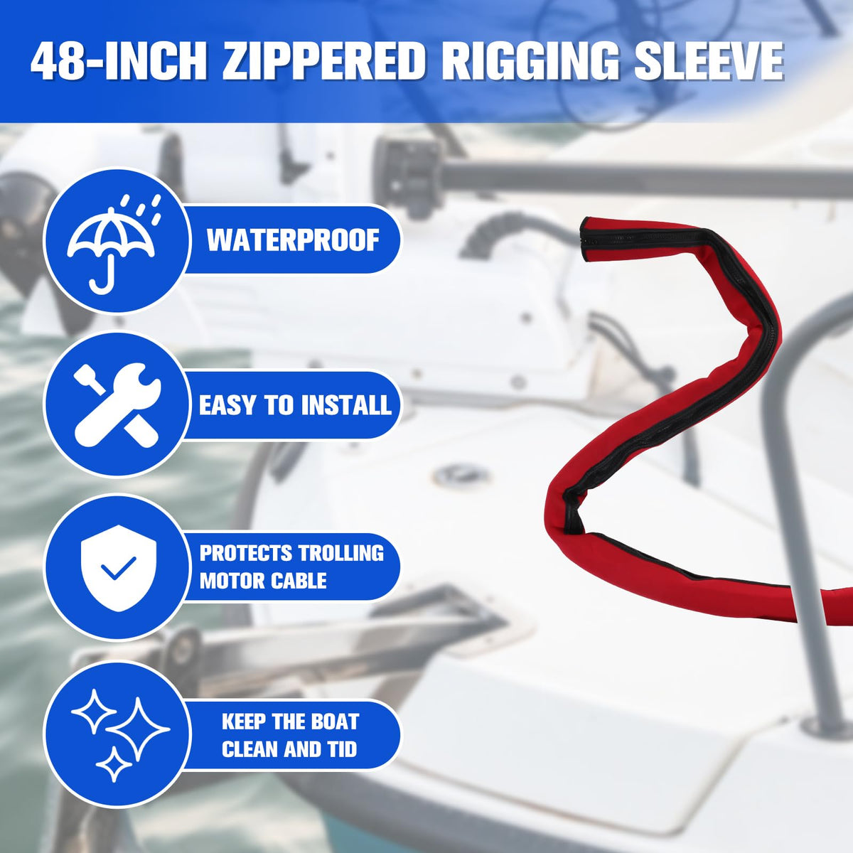 PLUSUTV sleeve wrapped around battery cables protecting against chafe