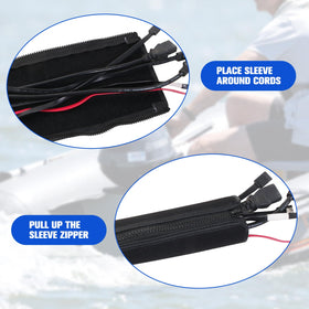 PLUSUTV close-up of zipper and neoprene texture for durable access