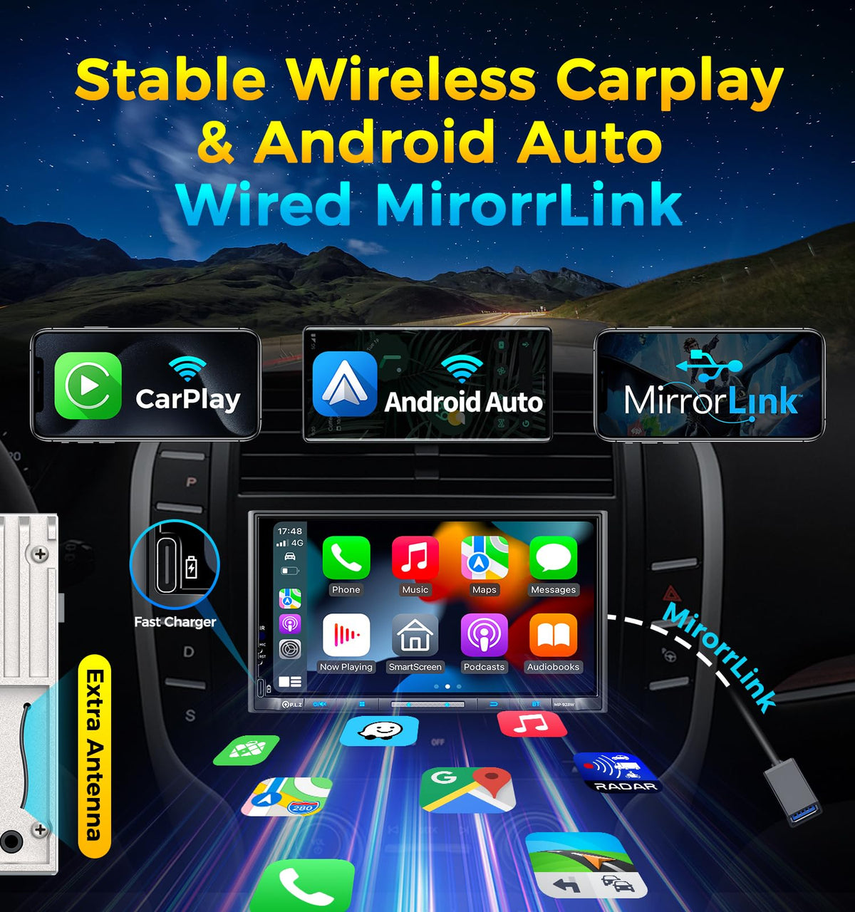 PLZ Apple CarPlay wireless interface for hands-free calling and music