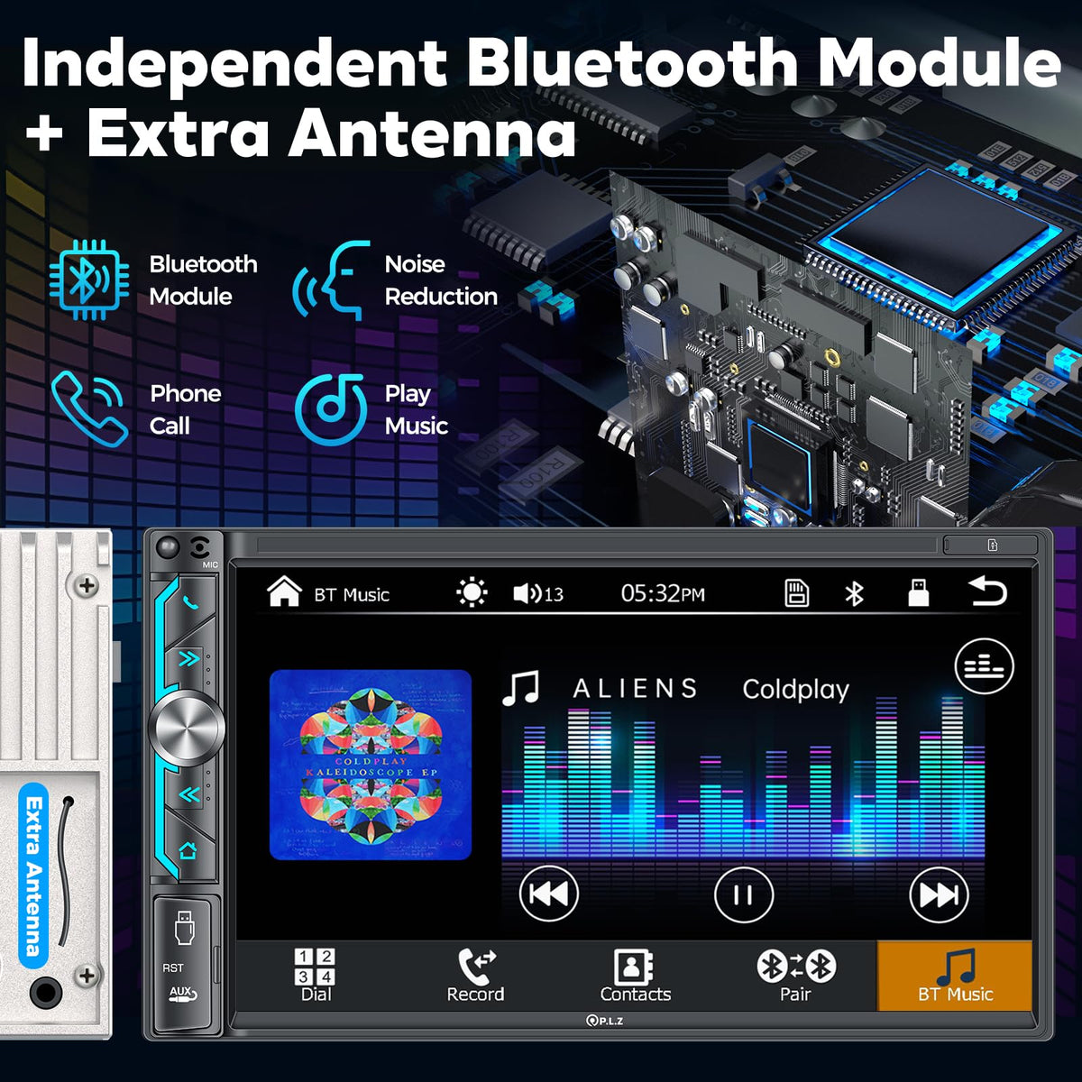 PLZ Bluetooth 5.3 module and antenna reduce noise for clear calls