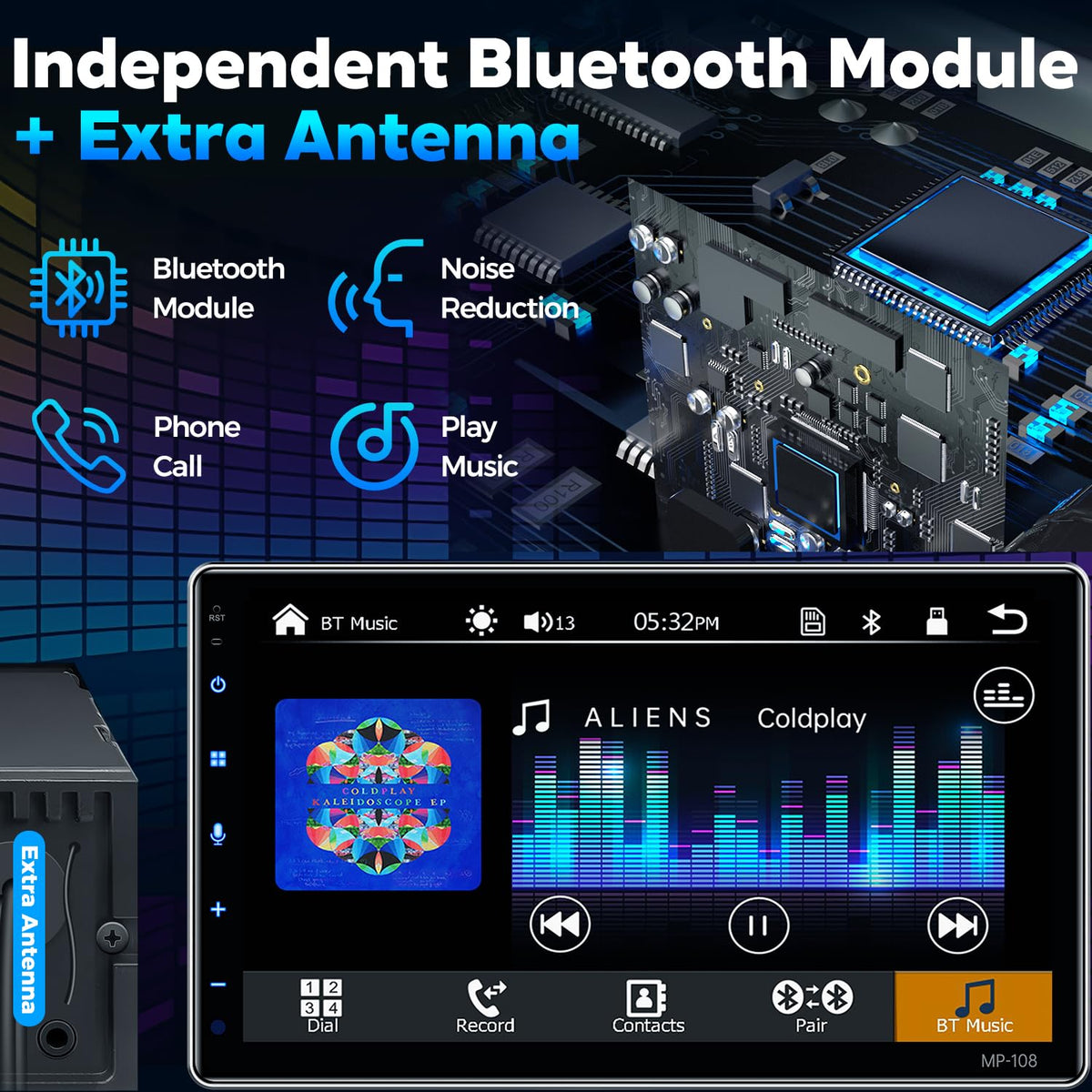 PLZ Bluetooth 5.3 module with extra antenna for stable hands-free calls