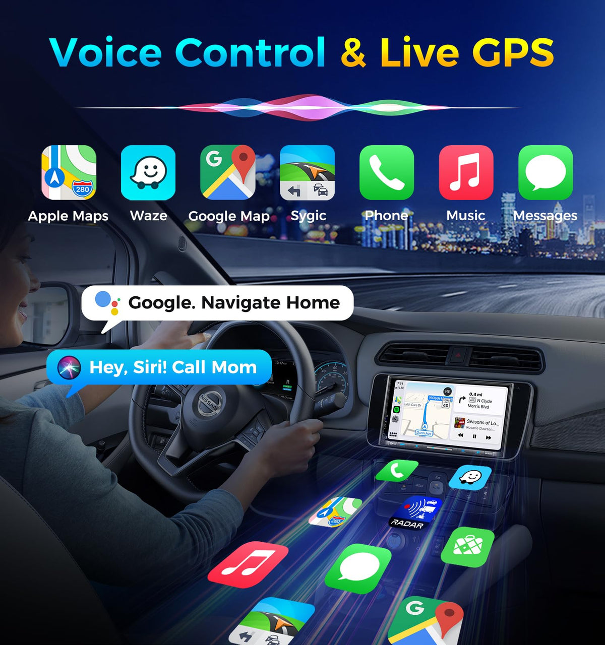 PLZ QLED display with vivid navigation and media visuals