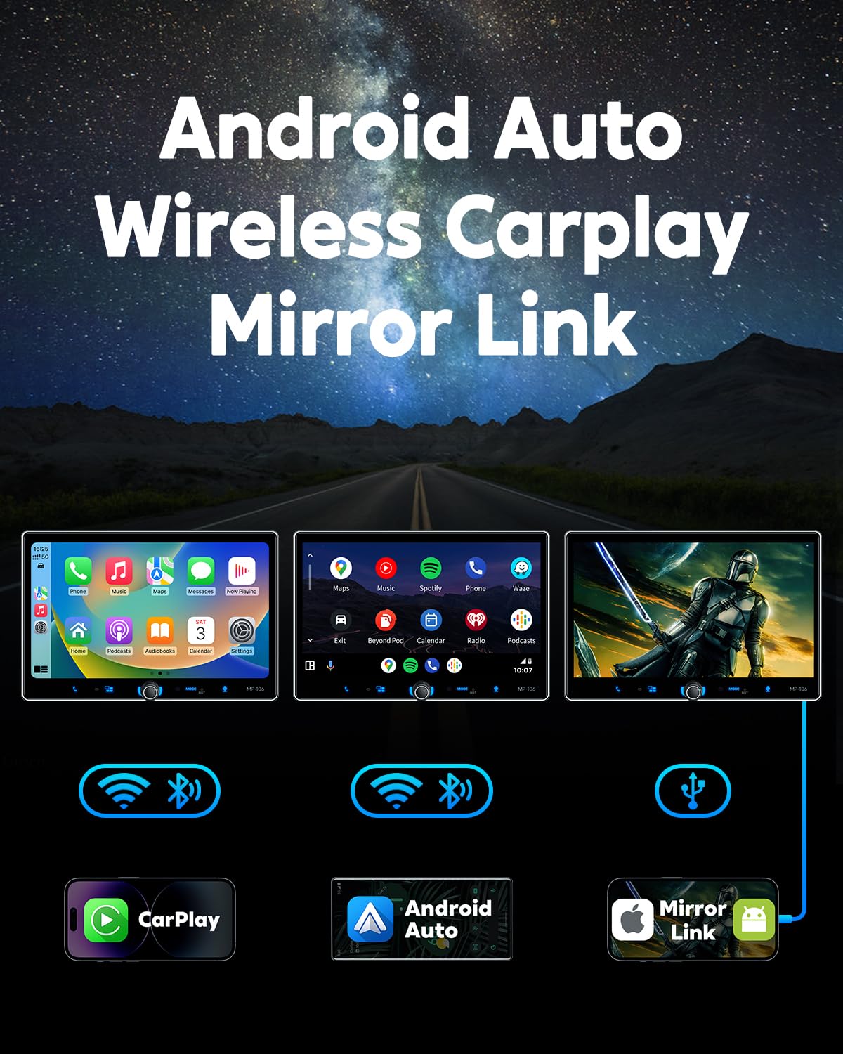 PLZ wireless CarPlay and Android Auto enable seamless smartphone use.