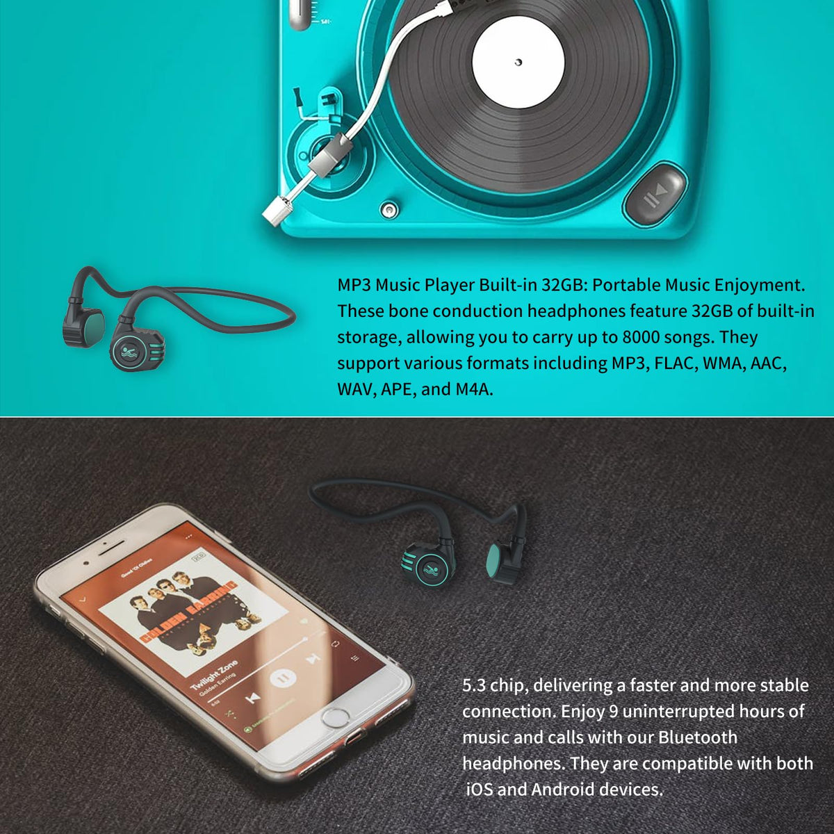 Pmjebe swimming headphones with IP68 waterproofing for underwater use