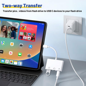 PNBACE side angle showing labeled USB-A, 3.5mm jack and USB-C PD port for easy identification