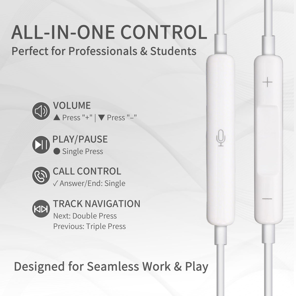 PNBLAECE Lightning earbuds with ergonomic design for secure, comfortable fit.