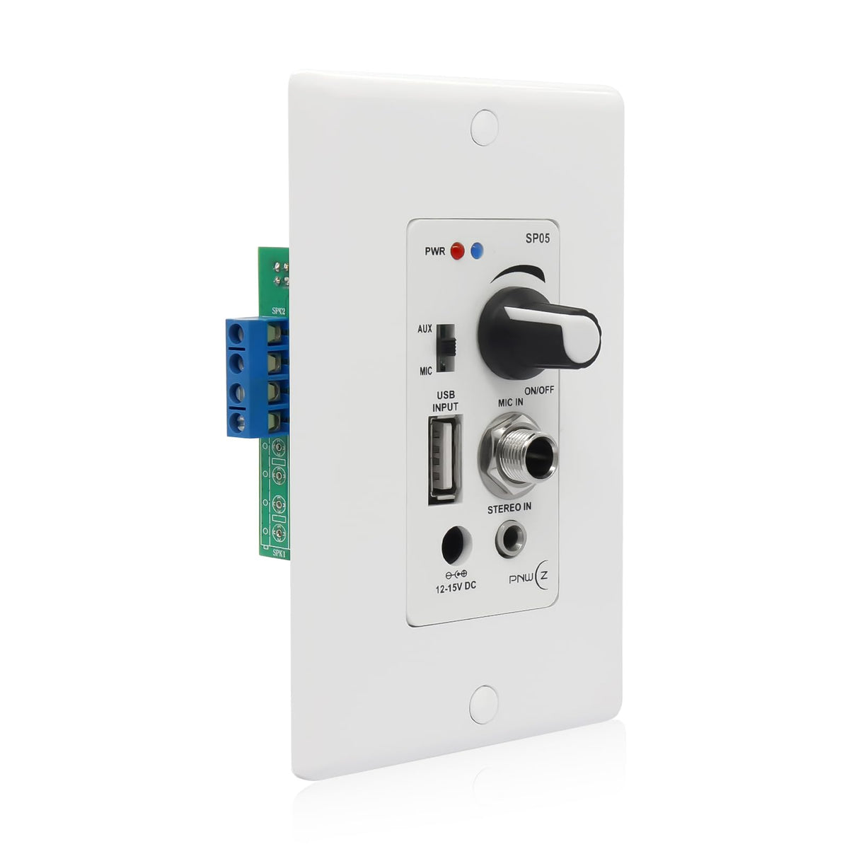PNWCZ front plate showing controls and USB port for easy playback