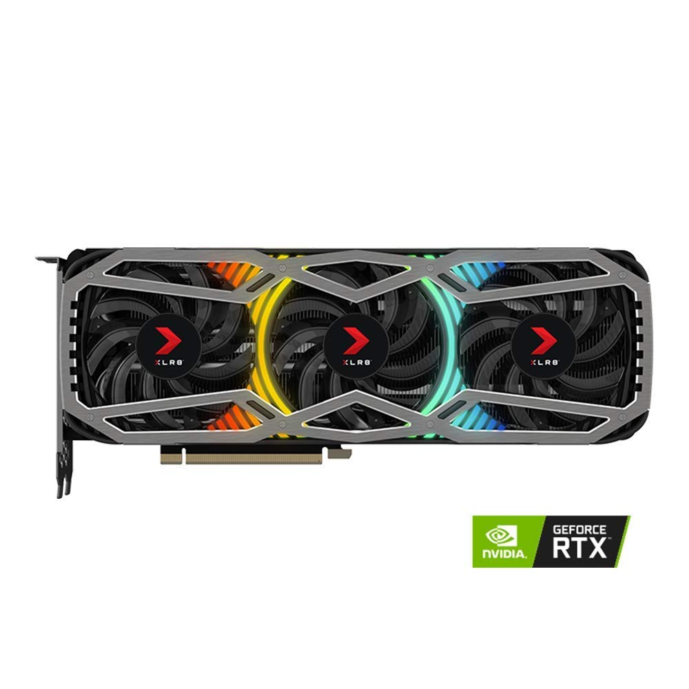 PNY RTX 3090 back ports image highlighting multiple connections for versatile builds
