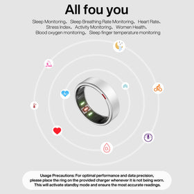 POBOVi Gen 2 ring measures heart rate for continuous wellness data.