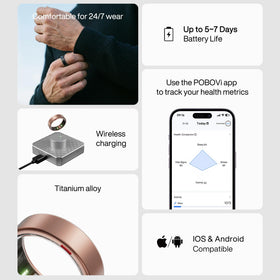 POBOVi Gen 2 ring waterproof use during workouts or showers in rose gold.