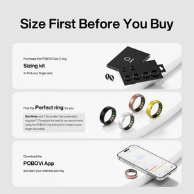 POBOVi Gen 2 ring worn on hand for sleep and heart rate tracking.